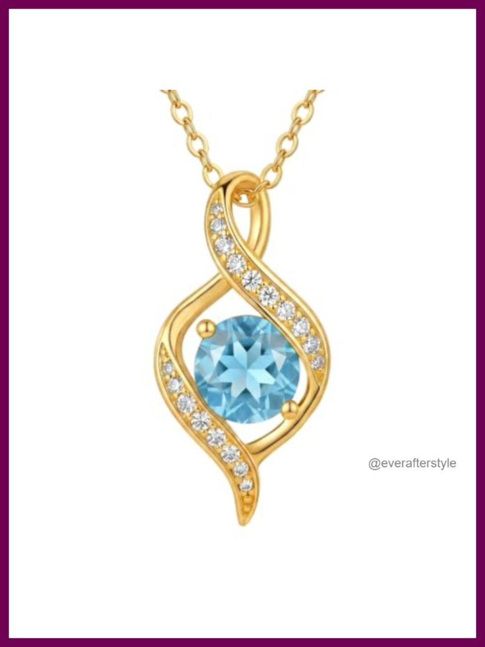 14K Gold Plated Infinity Birthstone Pendant Necklace for Women